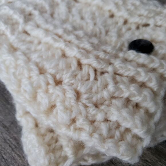 Hand Crafted Chunky Knit Crochet Cream Colored Boot Cuffs and Headwrap Set - Picture 8 of 10